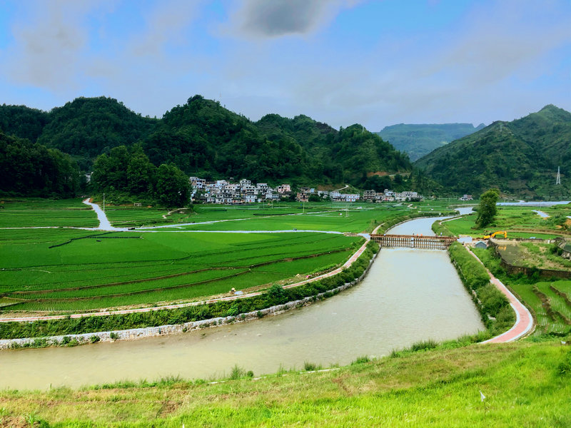 1593331032167019562.jpg 图5.兴义公路管理局主动为贞丰县挽澜镇拥跃村修民心桥,周围是千亩稻田养鱼(李念秋-摄).jpg